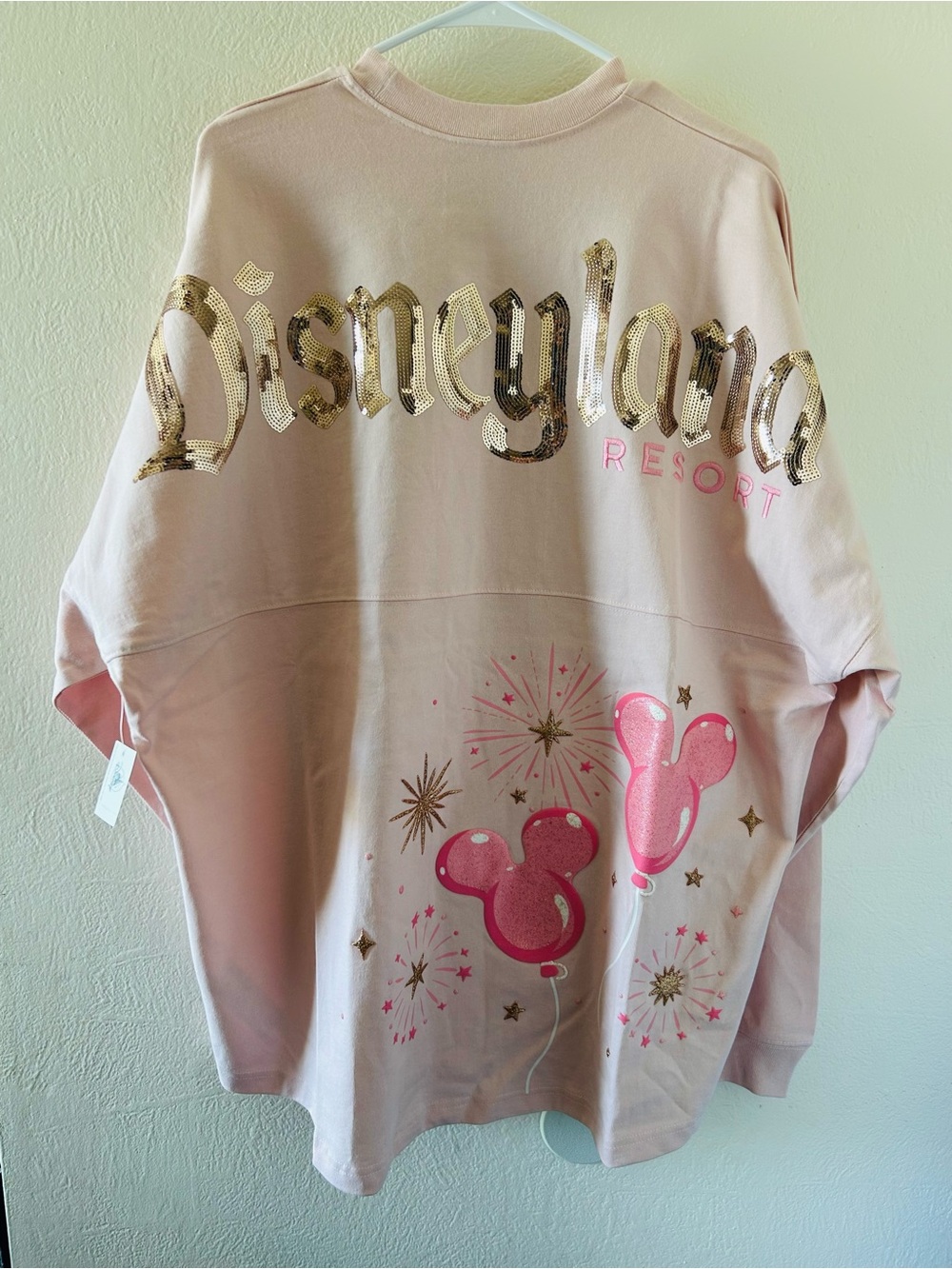 Disney Disneyland Resort Sequin Mickey Balloons Spirit Jersey Sweater Sz XL